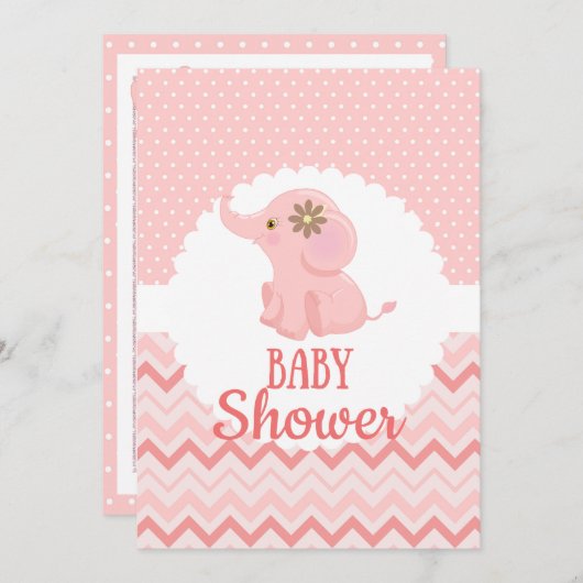 女の子ベビーシャワー招待状 招待状 (正面/裏面)