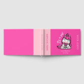 女の子ベビーピンクユニコーンジェンダーリビールパーティー ゲストブック (全面)