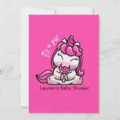 女の子ベビーピンクユニコーンジェンダーリビールパーティー サンキューカード (裏面)