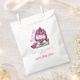 女の子ベビーピンクユニコーンジェンダーリビールパーティー フェイバーバッグ