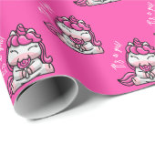 女の子ベビーピンクユニコーンジェンダーリビールパーティー ラッピングペーパー (ロールコーナー)