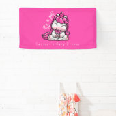 女の子ベビーピンクユニコーンジェンダーリビールパーティー 横断幕 (インサイチュ)