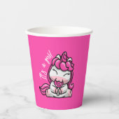 女の子ベビーピンクユニコーンジェンダーリビールパーティー 紙コップ (正面)