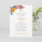 女の子ベビーヘブライ命名式フローラ蝶 招待状 (スタンド正面)