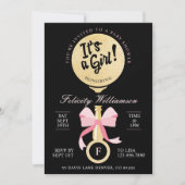 女の子ベビーラトル赤ちゃんシャワー招待状 招待状 (正面)