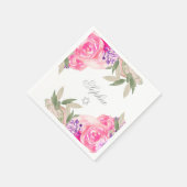 女の子ベビー命名式ヘブライ語フローラシルバー スタンダードカクテルナプキン (角)