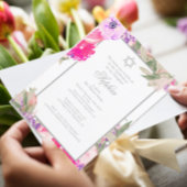 女の子ベビー命名式ヘブライ語フローラシルバー 招待状