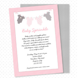 女の子ベビー散水物干し招待状 招待状