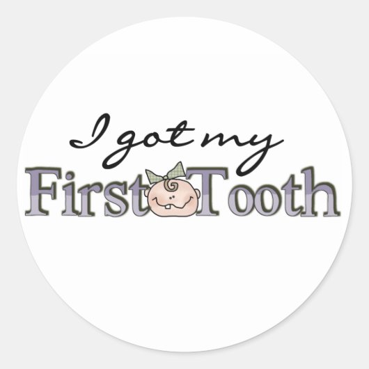 女の子ベビー第一歯 ラウンドシール (正面)