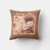 女の子ベビー統計アンティークピンクフローラキープサケ クッション (裏面)