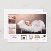 女の子ベビー統計フォトコラージョモダンンピンク ポストカード (正面/裏面)