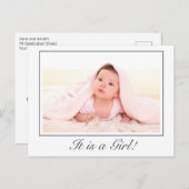 女の子ベビー誕生写真発表葉書 ポストカード (正面/裏面)