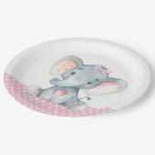 女の子ベビー象ベビーシャワー紙プレート ペーパープレート (アングル)