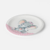 女の子ベビー象ベビーシャワー紙プレート ペーパープレート (アングル)