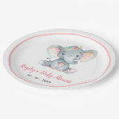女の子ベビー象ベビーシャワー(フローラ) ペーパープレート (アングル)