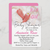 女の子ベビー足とデイジー シーズンカード (正面/裏面)