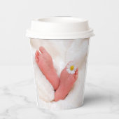 女の子ベビー足とデイジー 紙コップ (裏面)