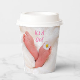 女の子ベビー足とデイジー 紙コップ