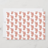 女の子ベビー足バラ金ゴールドグリッターグラデーションベビーシャワー 招待状 (裏面)