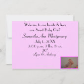 女の子ベビー足指フォトアナウンスメントカード 招待状 (裏面)