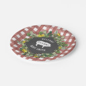 女の子ベビーQワイルドフラワーギンガムベビーシャワー ペーパープレート (アングル)