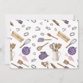 女の子ベーキングテーマ誕生日パーティパープル 招待状 (裏面)