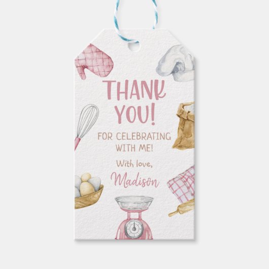 女の子ベーキング料理1st誕生日パーティー ギフトタグ (正面)