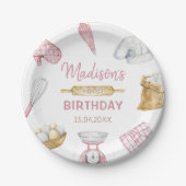 女の子ベーキング料理1st誕生日パーティー ペーパープレート (正面)