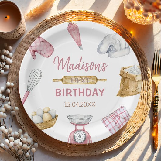 女の子ベーキング料理1st誕生日パーティー ペーパープレート