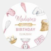 女の子ベーキング料理1st誕生日パーティー ラウンドシール (正面)