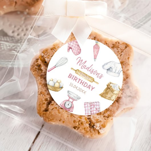 女の子ベーキング料理1st誕生日パーティー ラウンドシール
