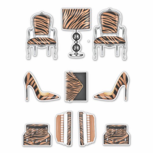 女の子ボスデカールハイファッションタイガープリントシール シール (正面)