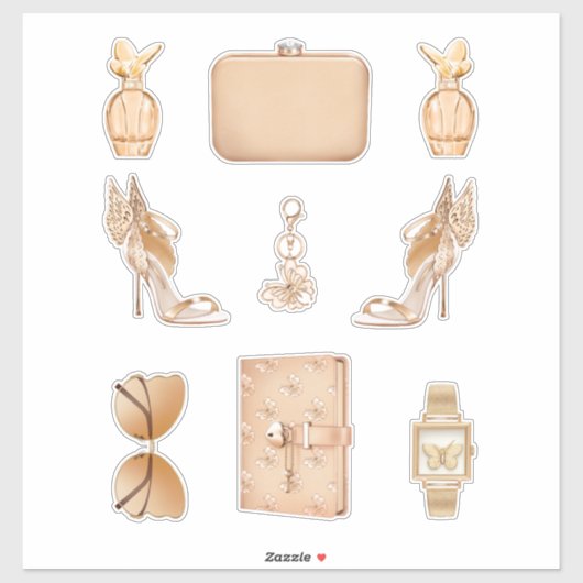 女の子ボスデカール高ファッションバラ金ゴールドシール シール (シート)