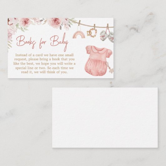 女の子ボホクロザライン赤ちゃんシャワー本ベビー エンクロージャーカード (正面/裏面)