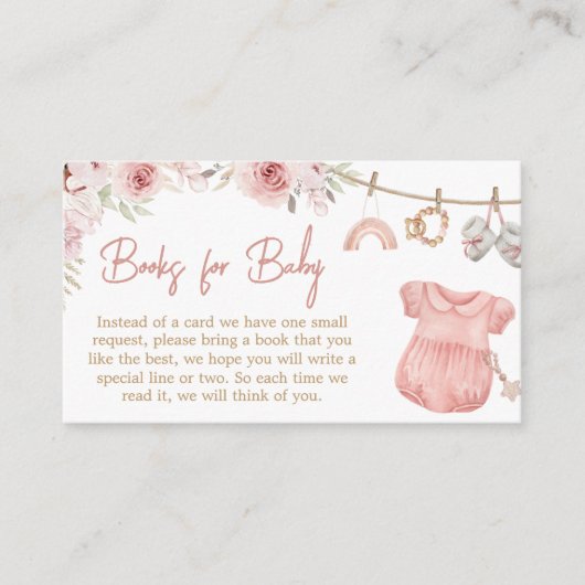 女の子ボホクロザライン赤ちゃんシャワー本ベビー エンクロージャーカード (正面)