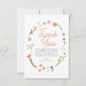 女の子ボホワイルドフラワーありがとう赤ちゃんシャワー サンキューカード (正面)