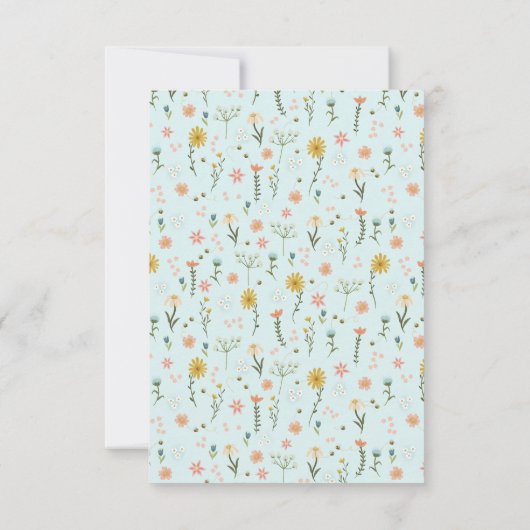 女の子ボホワイルドフラワーありがとう赤ちゃんシャワー サンキューカード (裏面)