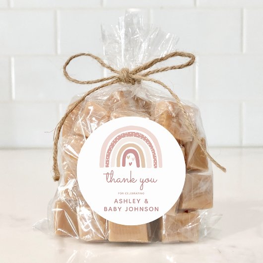 女の子ボホ虹の赤ちゃんシャワーありがとう ラウンドシール