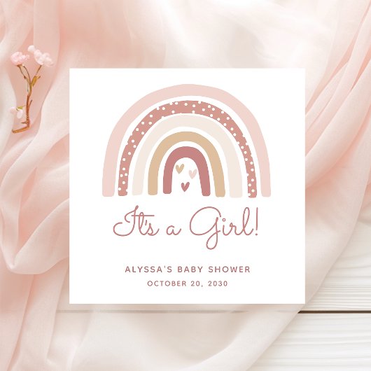 女の子ボホ虹の赤ちゃんシャワー スタンダードカクテルナプキン