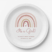 女の子ボホ虹の赤ちゃんシャワー ペーパープレート (正面)