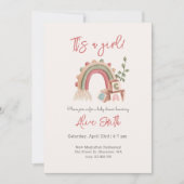 女の子ボホ虹の赤ちゃんシャワー 招待状 (正面)