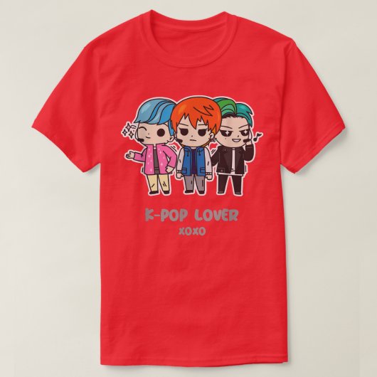 女の子ポップ・アートの達のためのK愛10代の者Kpop男の子のギフト Tシャツ (デザイン正面)