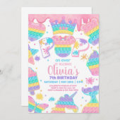女の子ポピットバースデーパーティーの招待、スライム。招待 招待状 (正面/裏面)