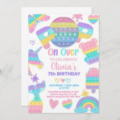 女の子ポピットバースデーパーティーの招待。ポピット。 招待状 (正面/裏面)