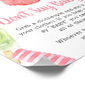 女の子ポプシクル赤ちゃんシャワー言わないベビー ポスター (角)