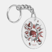 女の子マルーンの灰色のバスケットボールの星 キーホルダー (正面左)