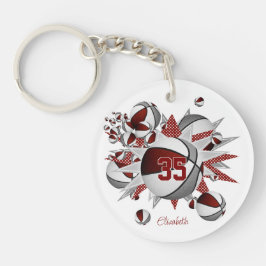 女の子マルーンの灰色のバスケットボールの星 キーホルダー