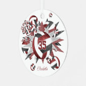 女の子マルーン黒バレーボールスターズはキープキープ メタルオーナメント (正面左)