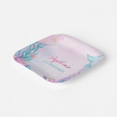 女の子マーメイド誕生日パーティー水色 ペーパープレート (傾斜あり)