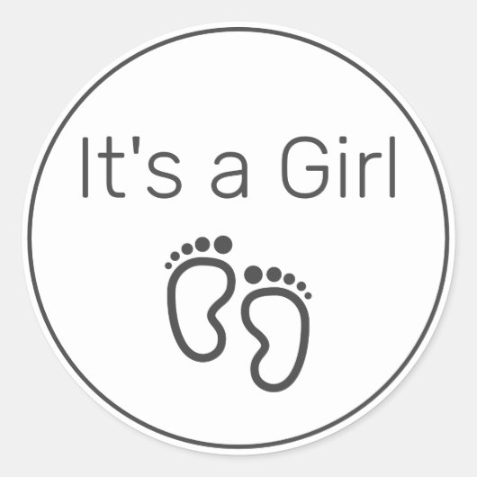 女の子ミニマルモダンリストホワイトブラック ラウンドシール (正面)